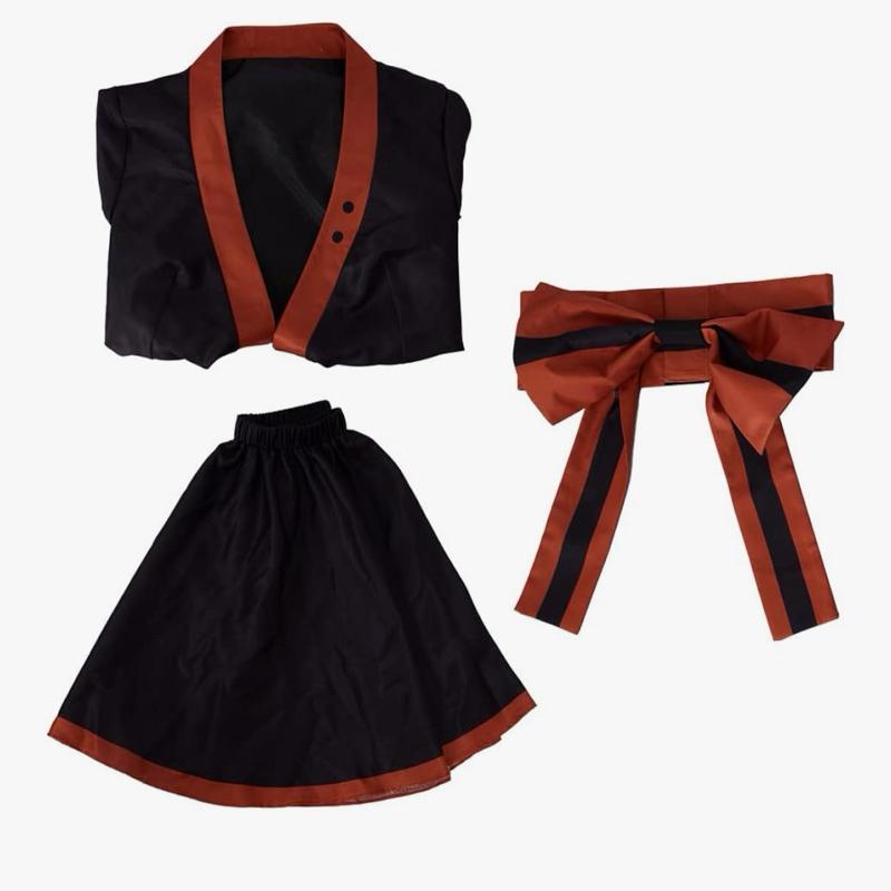 Katsuki Hero Cosplay Battle Lolita Kimono Dress with Bold Orange Accents Halloween Suit for Festive Events