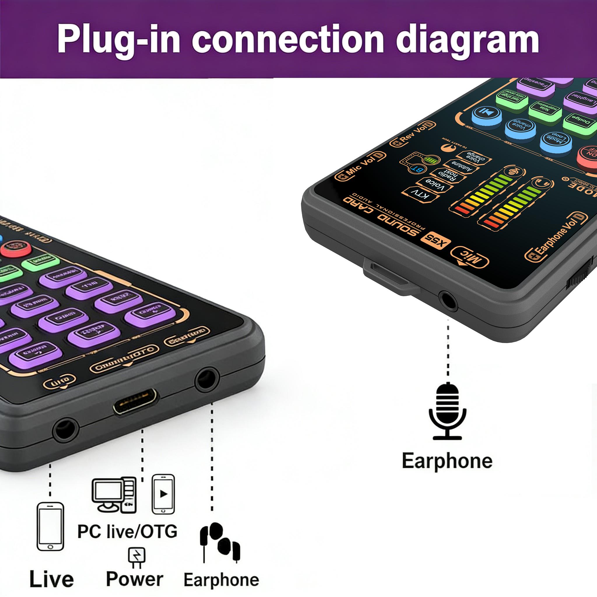 Portable X55 Pro voice changer kit, multifunctional voice changer set, multifunctional mini sound card, comes with 8 voice change modes and fun sound effects, perfect for gaming, dubbing, a must-have for content creators, vias payment custom Portable X55 Pro voice changer kit, multifunctional voice changer set, multifunctional mini sound card, comes with 8 voice change modes and fun sound effects, perfect for gaming, dubbing, a must-have for content creators, vias payment custom