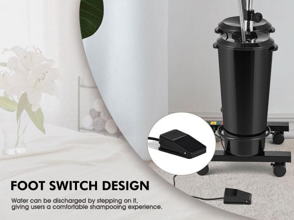 Portable Adjustable Shampoo Bowl with Electric Pump Hair Washing Station Includes 2 Buckets Drain Hoses High-Pressure Sprayer Foot Pedal Switch