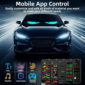 Devil Eyes Light for Cars Dynamic Big LED Eyes 2PCS, Programmable Flexible Display with APP Control & Remote for Windshield 19.37 x 4.3 Inches Waterproof Customizable Animations