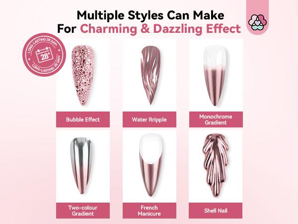 SAVILAND Rose Gold Chrome Nail Powder - 1g Metallic Mirror Effect Rose Gold Chrome Powder for Nails, Professional Gel Polish Chrome Powder Nail Glitter Manicure Pigment for Nail Art Design Home DIY