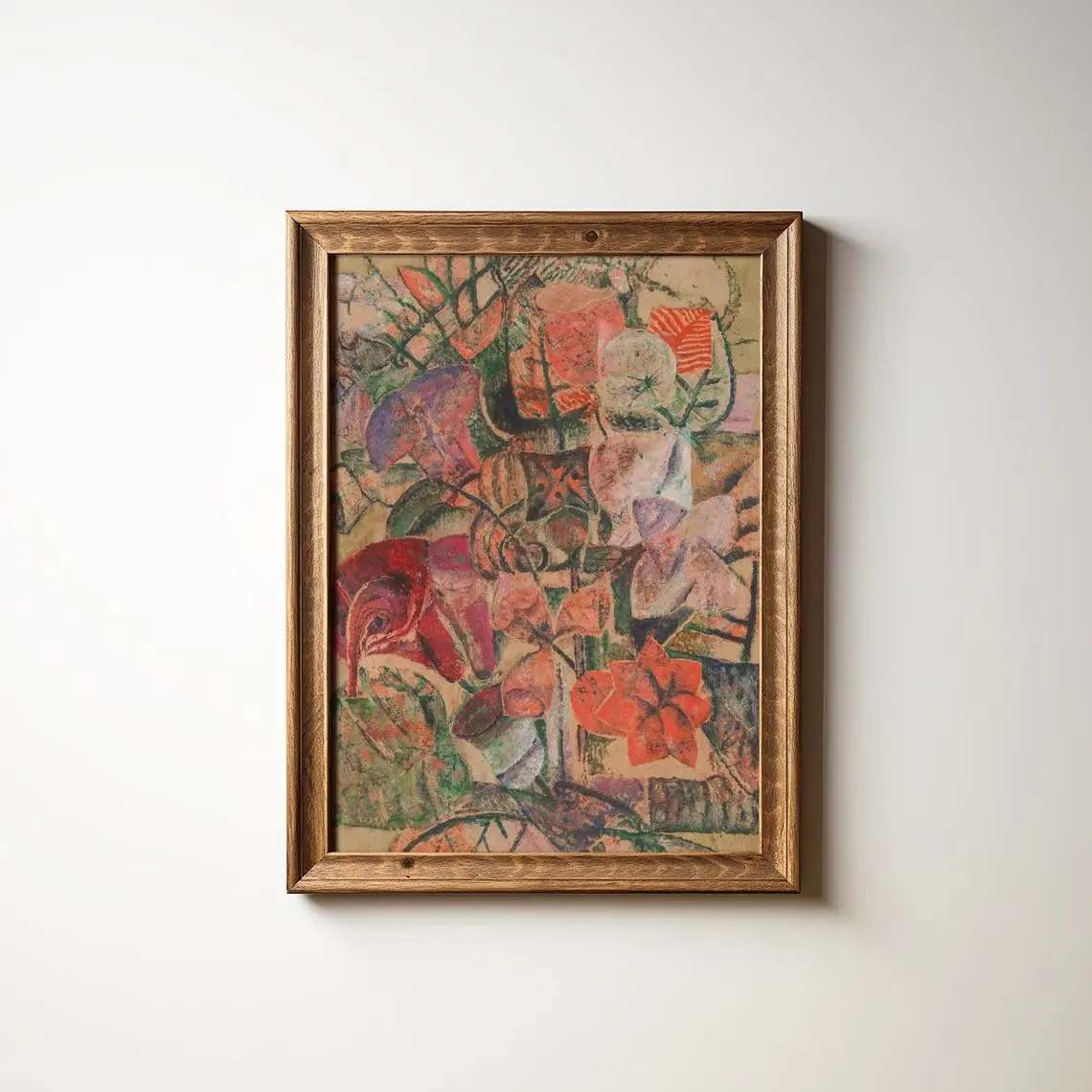 Vintage Abstract Botanical Wall Art | Unique Printable Abstract Bouquet Oil Painting Decor Room