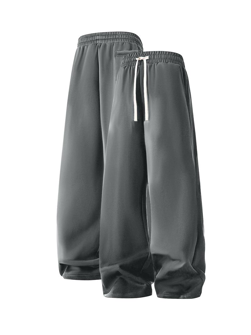 Men's Regular Fit Drawstring Casual Pants - Soft and slightly stretchy fabric, comfortable and breathable, drawstring waist adjustment, solid color, perfect for outdoor sports and fitness activities in spring and summer