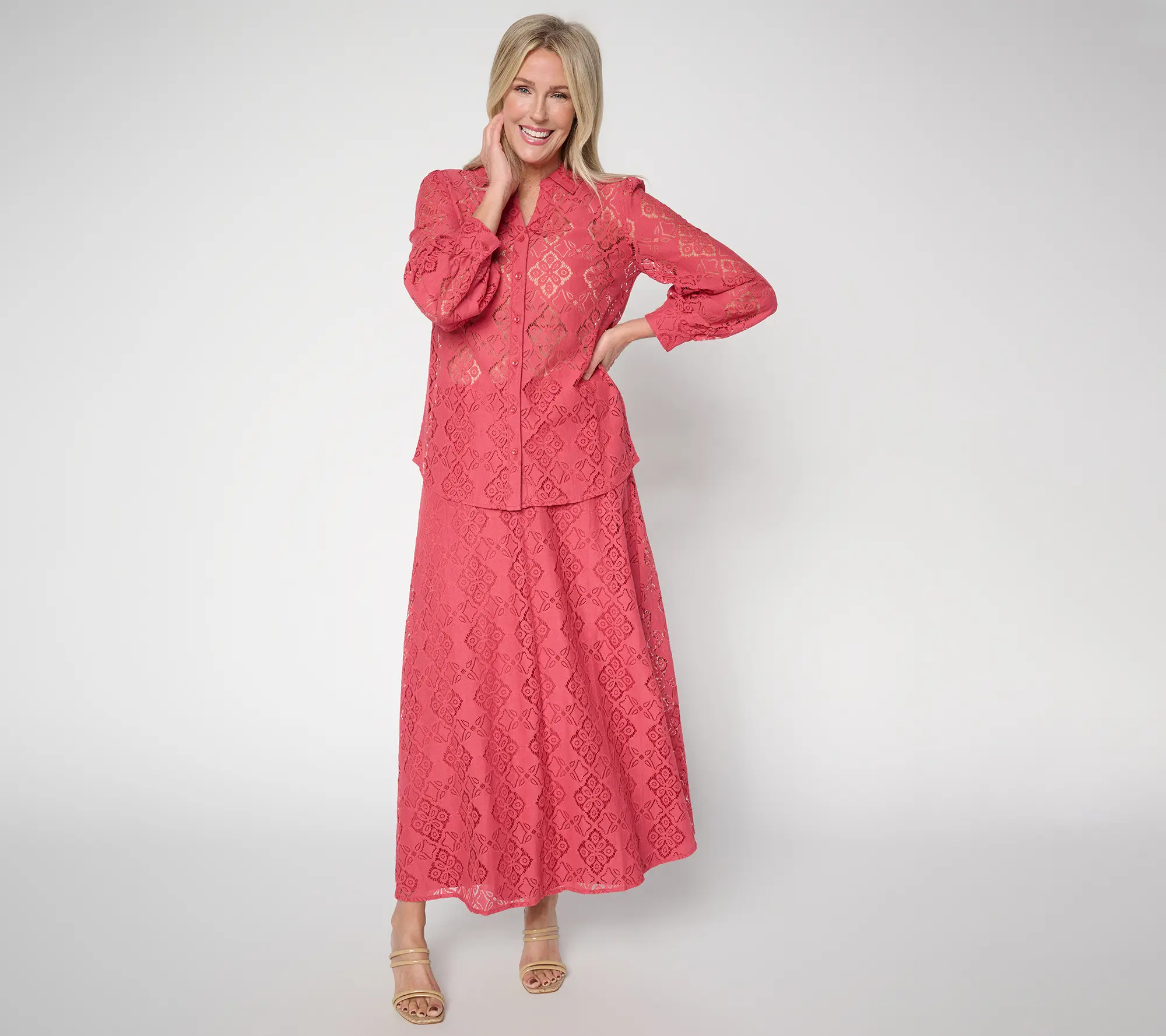 BEAUTIFUL by Lawrence Zarian Petite Lace Pull On Skirt