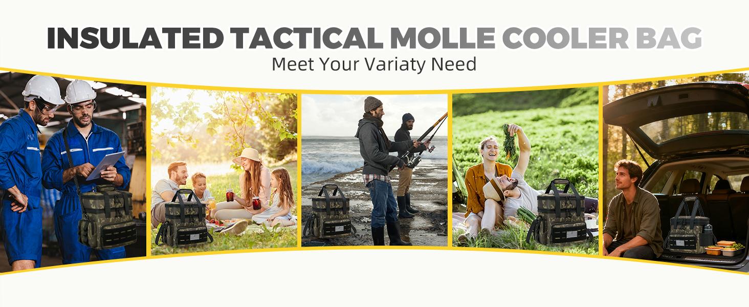 HSHRISH Tactical Lunch Bag & Lunch Box for Men 16 Liters Large Double Deck Expandable Insulated Soft Adult Lunchbox for Work Cooler Bag for Beach Picnic Camping Outdoor