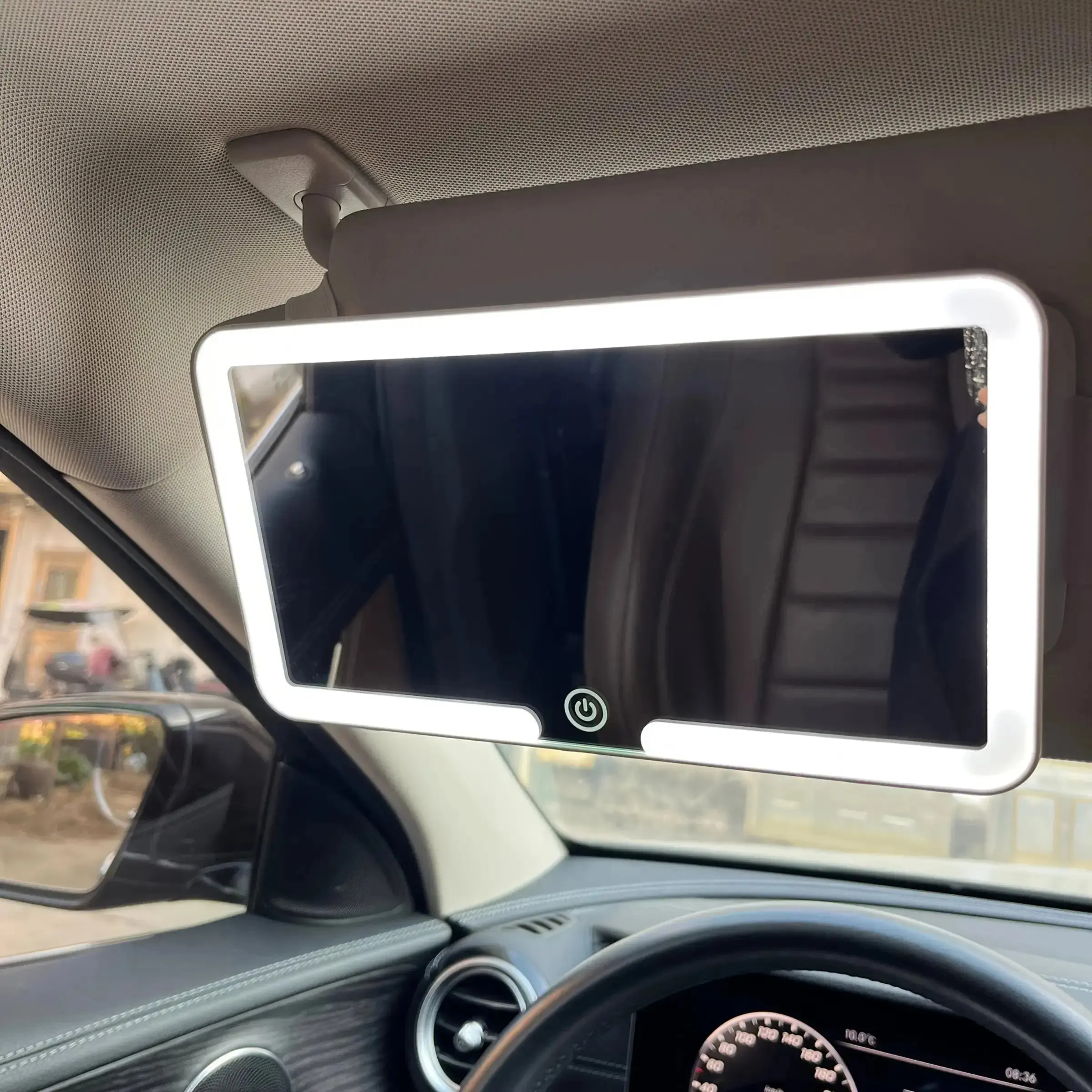 Car Sun Visor LED Makeup Mirror, Portable HD Clear‑View Vanity Mirror, Practical Car Interior Accessory for On‑the‑Go Makeup