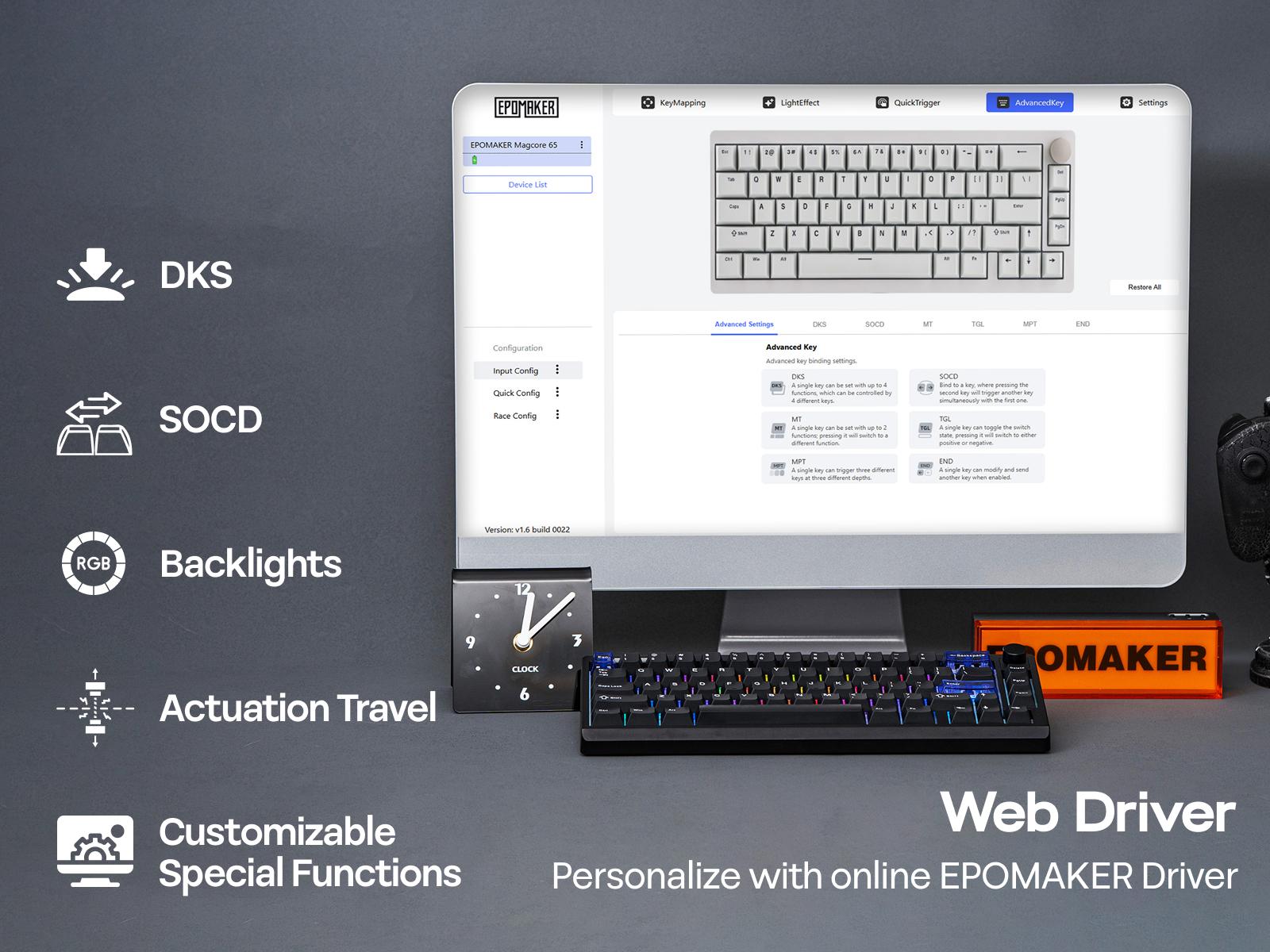 EPOMAKER Magcore65 Lite 65% Layout Wireless Gaming Keyboard DKS & SOCD 8K Polling Analog Switch PC & PBT Keycap Hot Swappable RGB Tri-Mode USB-C/BT5.0/2.4Ghz for PC/Mac/Linux keyboards for gaming creamy keyboard TikTokShopSpringGlowUp