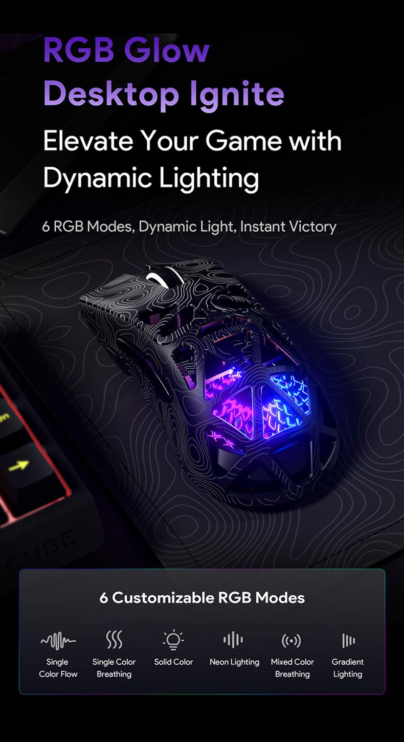 FURYCUBE G11 Tri-Mode Gaming Mouse PAW 3311 2.4G Bluetooth Wired Rechargeable RGB Lighting Optical Sensor for Gaming & Office Accessories Birthday Gifts for BF