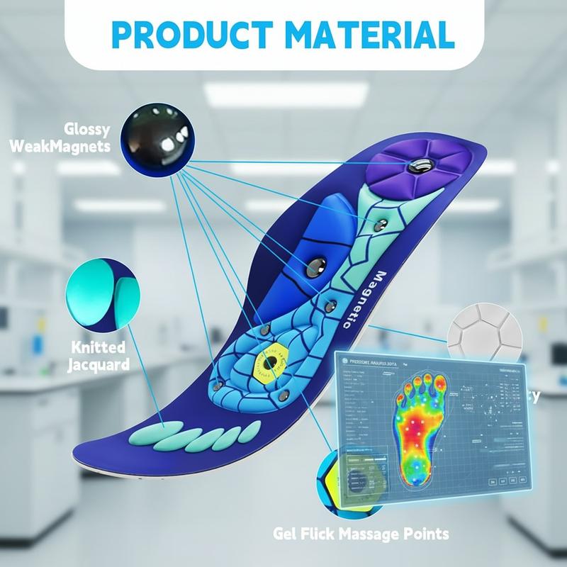 Unisex Foot Supportive Insoles are shock absorbing magnetic foot cushions with arch support ideal for work boots all day standing and comfortable wear multiple sizes