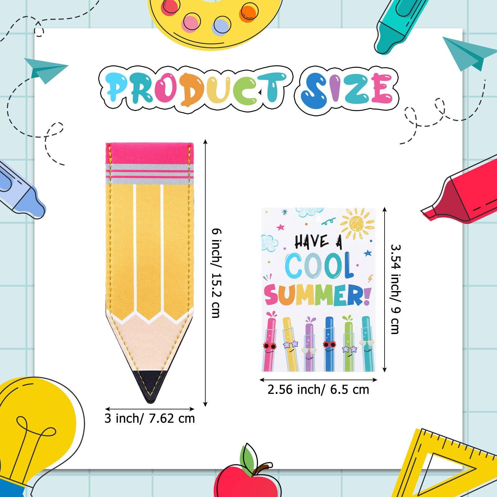 24/30 Pack End of School Year Gifts Reusable Ice Pop Sleeves with Gift Cards & Ribbon, Multicolor Washable Neoprene Popsicle Holders for Students, Classroom Prizes, Summer Favors