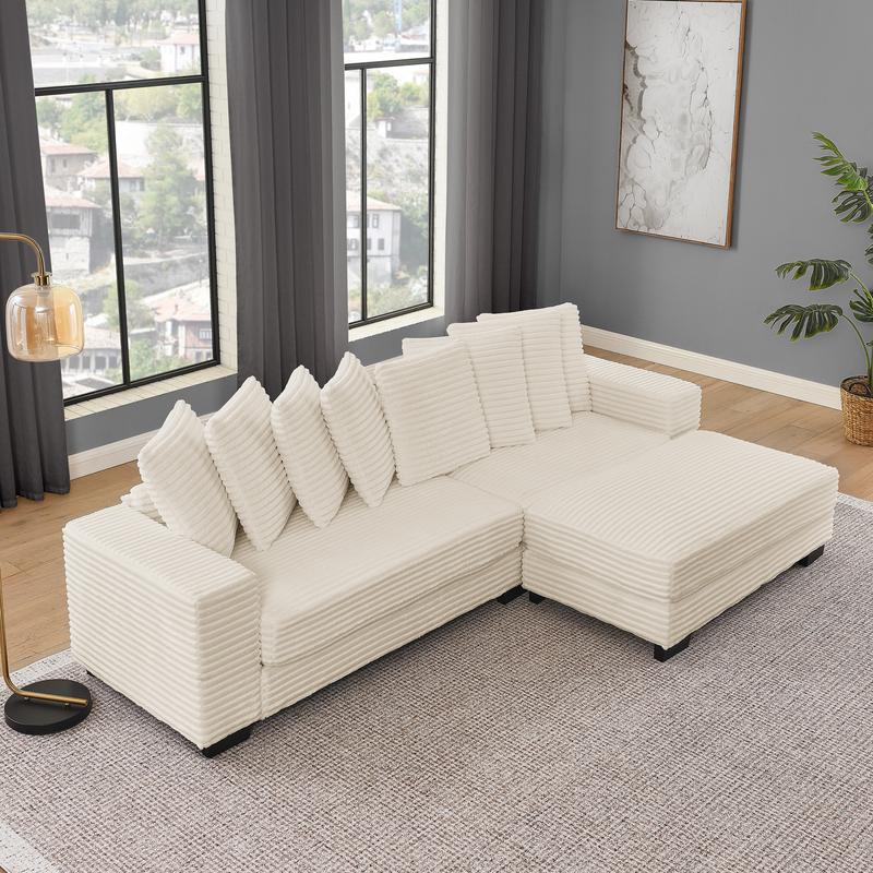 【3 Packages Delivery】【Give Away 8 Pillows】Niccae Velvet Modular Sofa Bed L-Shaped Convertible Sectional with Ottoman Reversible Chaise Lounge Hardwood Frame Furniture for Living Room Apartment Small Space