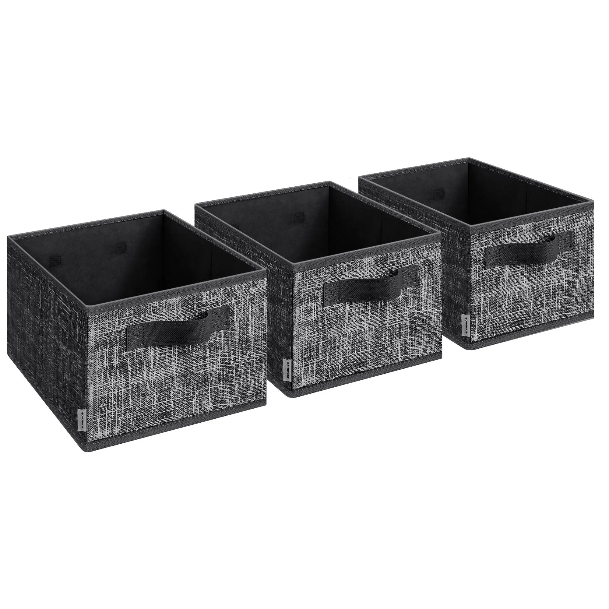 SONGMICS Fabric Storage Bins with Lids, Foldable Closet Storage Boxes with 2 Handles & Label Holders, Irregular-Shape Home Supplies for Bedroom, Living Room Shelves