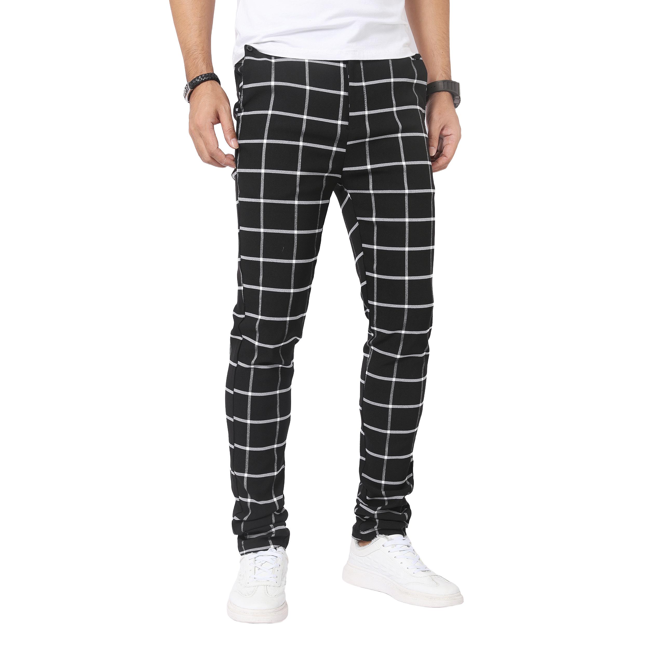 JUNBAOSS Men's Slim Fit Stretch Dress Pants Plaid Skinny Pants for Men, Straight Leg Fashion Comfort Flex Waist Pants, Men's Casual Business Golf Dress Chinos Pants