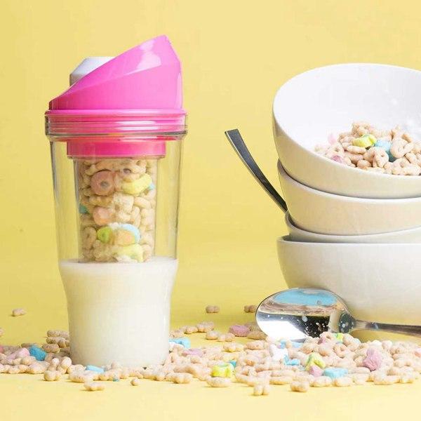 Portable Foldable Silicone Breakfast Cup with PP+PS Material Travel Bowl for Storage Ready-to-Eat Cereal Milk Cup Must-Have for Camping Office Commuting No Plate Required Breakfast Essential Drinkware