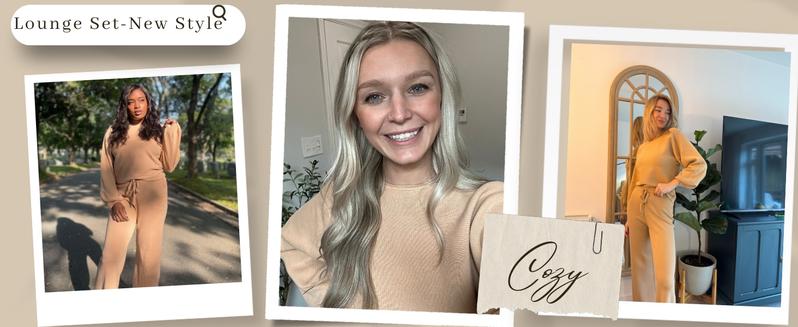 Ekouaer Women's two-piece set long sleeved pullover top with pockets wide leg pants casual set Pajama Loungewear Nightwear，Outfits for Daily, Downtown Girl Clothes. Fal Outfits, Christmas 2025 Trend, Fall & Winter Womenswear