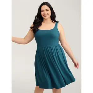 【Summer Turn-Up】【Embroidered】 Bloomchic Embroidered Trim Cinched-Waist Stretchy Midi Dress 2026 Summer Pick for Mother's Day