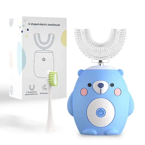 Children's U-Shaped Rechargeable Cordless Electric Toothbrush - Blue, 2-6 Years Old, Intelligent Timer, Adjustable Speed, Kid-Easy Brushing, Cordless Teeth Cleansing, Gum Health, Conditioning, Oral Cleaner for Home-Travel