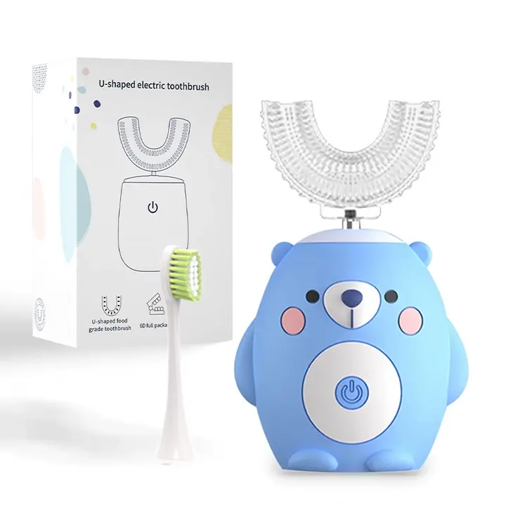 Children's U-Shaped Rechargeable Cordless Electric Toothbrush - Blue, 2-6 Years Old, Intelligent Timer, Adjustable Speed, Kid-Easy Brushing, Cordless Teeth Cleansing, Gum Health, Conditioning, Oral Cleaner for Home-Travel