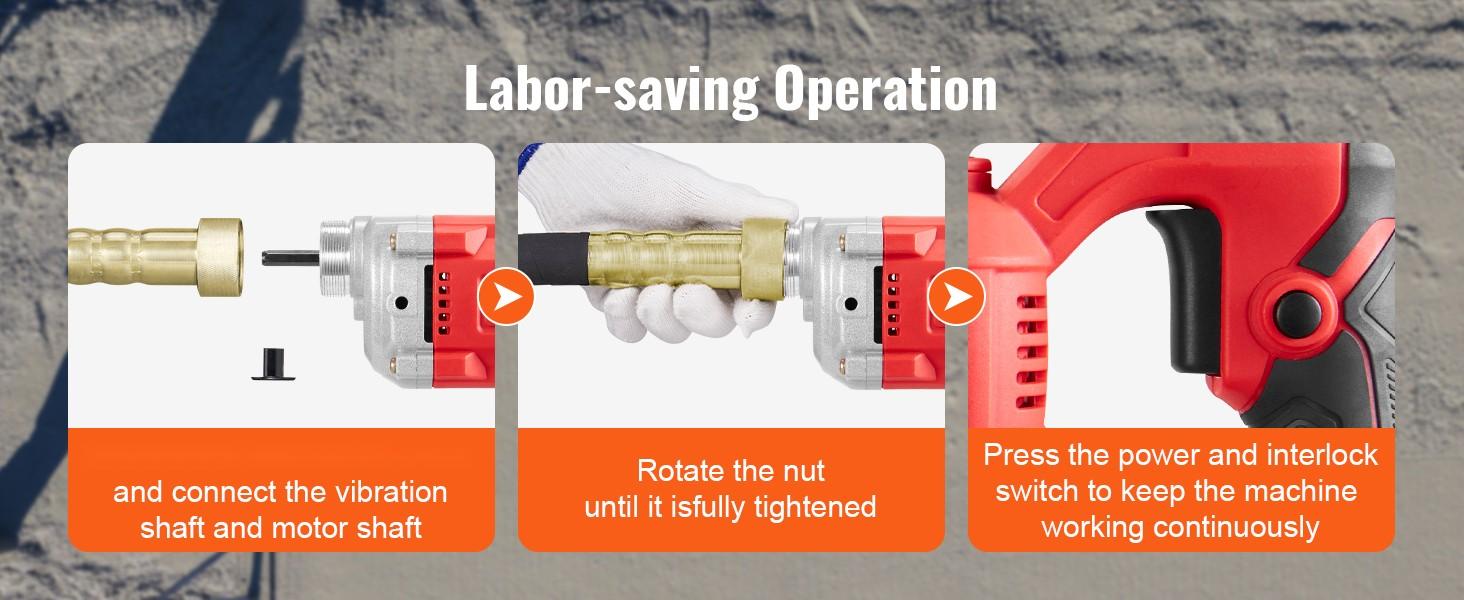 Handheld Concrete Vibrator 800W Electric Vibrator 13000 VPM With 6.6 Ft 2 M Shaft, Portable Pencil Type Cement Vibrator For Air Bubble Elimination, Concrete Mixing, Mortar Work, And Small Construction Projects