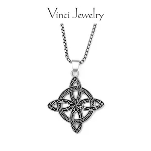 Sterling Silver Celtic Knot Necklace Witch Knot Design Necklace, Collar Encantado Nudo De Bruja En Plata, Witchcraft Jewelry from WitchTok, Hecate Devotion Jewelry, Hypoallergenic Stainless Steel Chain, Vintage Triquetra Protection Amulet