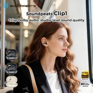 SoundPeats Clip1 Clip-On Earbuds Premium 12mm Dynamic Driver Speaker PU + Titanium-Coated Diaphragm High-Definition Codec Support: LDAC/LHDC Dynamic Equalization Algorithm Earbud Detachment Alert