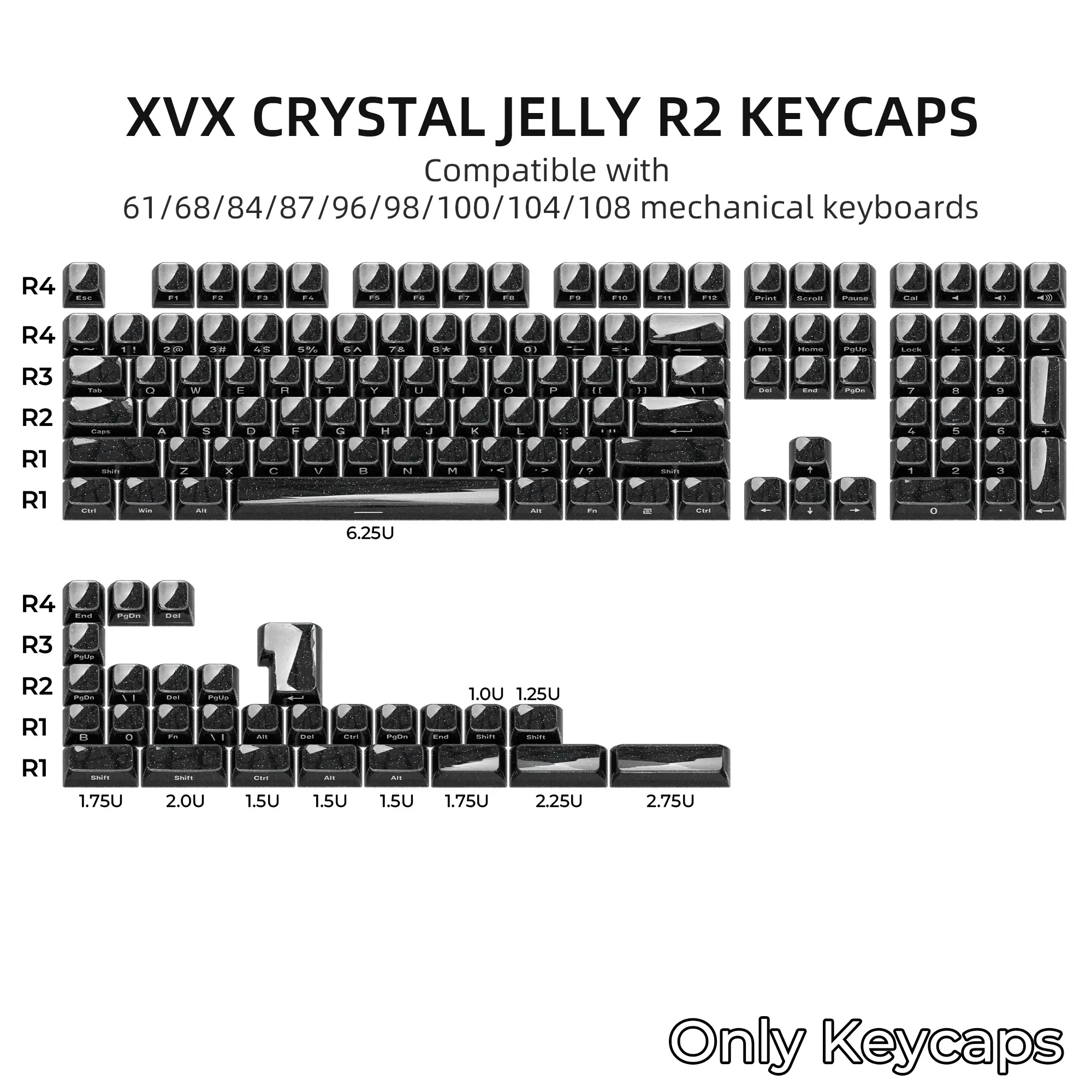 XVX Starry OEM Profile 136-Key Translucent Side Print ABS Plastic Keycap Set with Keycap Puller, Compatible with MX Switches for Custom Keyboard Setup (Keyboards Not Included), Compatible Keyboards