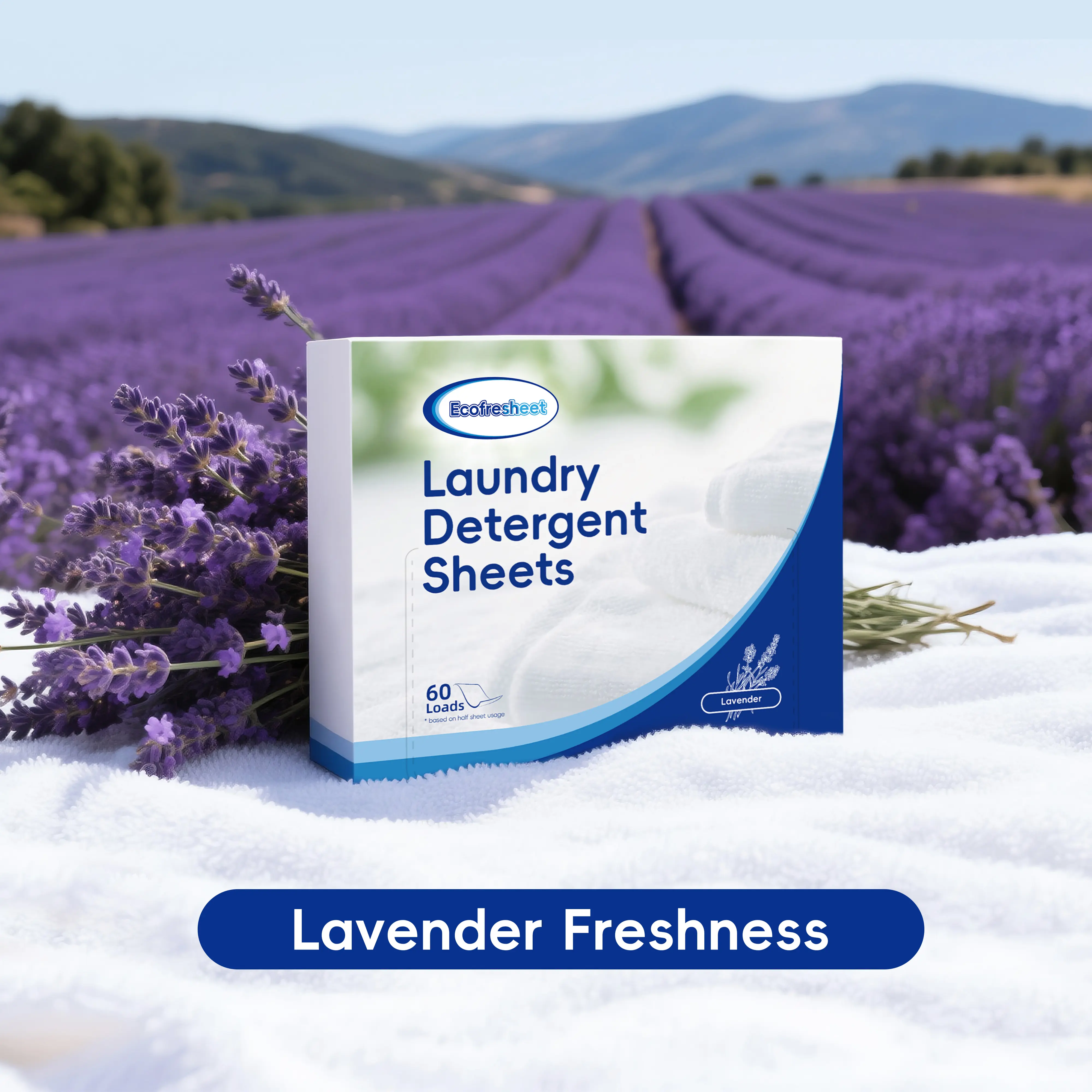 Biodegradable Laundry Detergent Sheets for Household Use, 30 Sheets (60 Loads) - Powerful Cleaning Power, Lavender Fresh Wash, Sensitive Skin Safe, Kid Friendly, Space-Saving, Non-Toxic, Dye Free, Phosphate Free, Traveling Convenient, Anti-Bacterial, 24 M