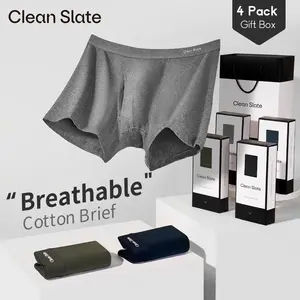 Clean Slate 4-Pack Men's Cotton Underwear Gift Box Brief Boxers | Ultra-Soft Breathable Man Underwear, No-Wedgie No-Chafe Briefs