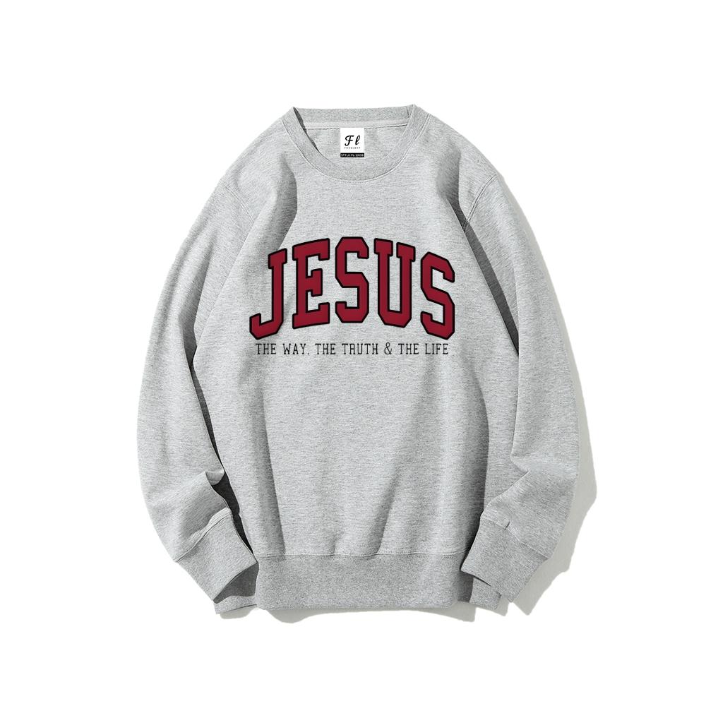 Christian Sweatshirt Jesus Pullover Faith Crewneck Soft Breathable Fit Hoodie for Women Everyday Wear Basic Printed Design Women's Wear Chic Casual Tops Womenswear Fitted Long Sleeve Winter Style