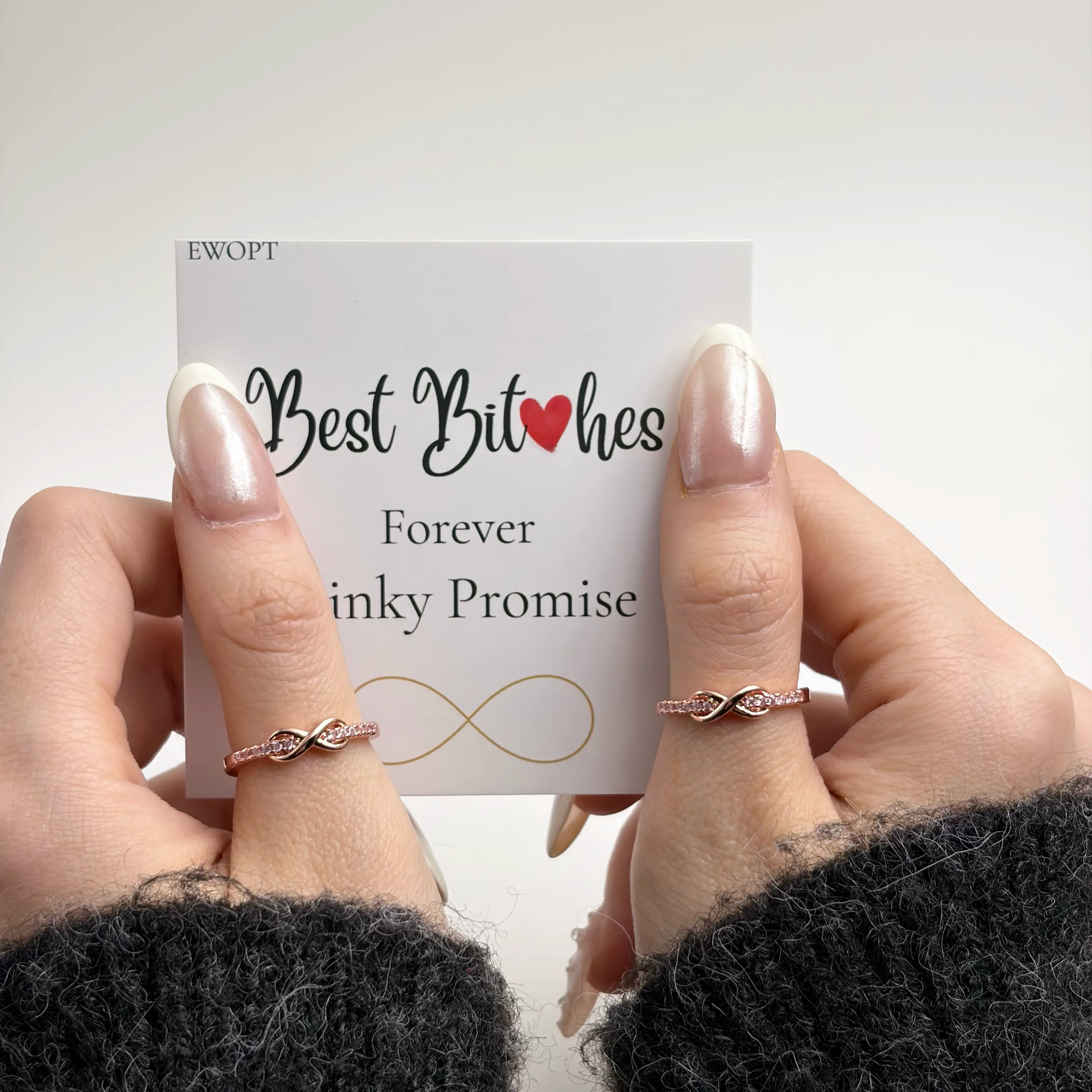 Best Friends Forever Pinky Promise Ring Set, Infinity Friendship Rings for Women & Girls, Matching Promise Rings, Bestie Jewelry Gift