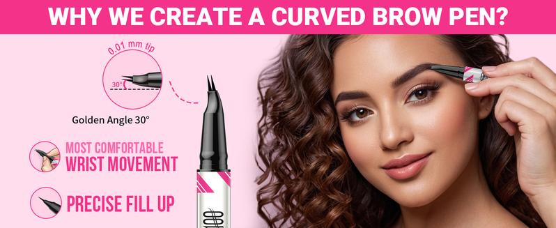 iMethod Curved Eyebrow Pen - Microblading, Liquid,  2-in-1 Dual-Ended with Micro-Fork-Tip Applicator, Waterproof and Long Lasting Makeup Cosmetic