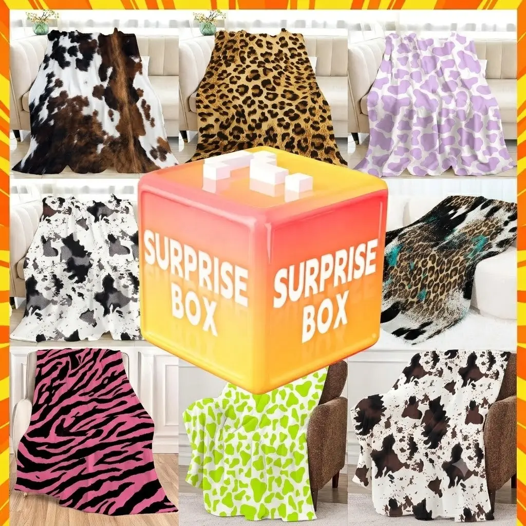 【Deals for You】60x80 Fluffy Throw Blanket - Mystery Cow Animal Print, Whimsical Home Decor Room Decor Accessory for Air-Conditioned Rooms, Boxed Set Blankets