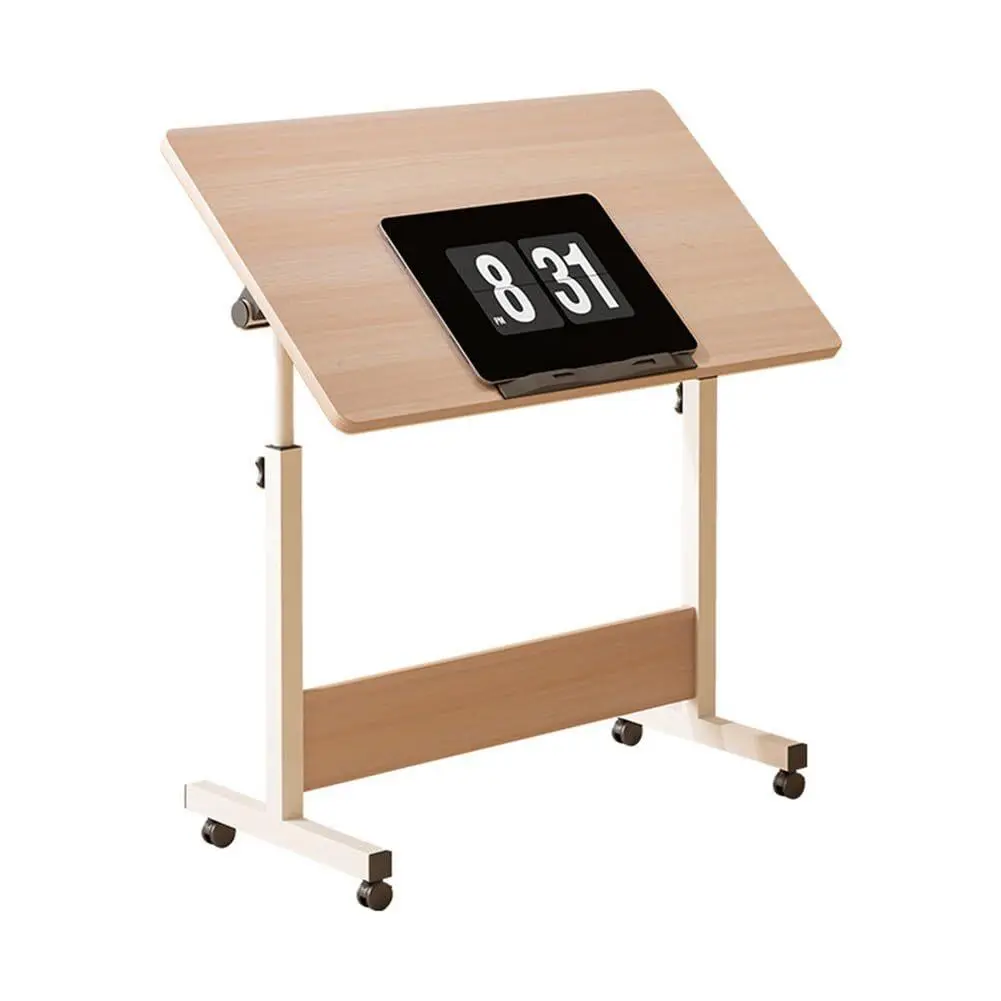 GARVEE Adjustable Rolling Standing Desk - Ergonomic Rising Computer Table with Wheels for Office Home Use, White Maple, Adjustable Standing Desk