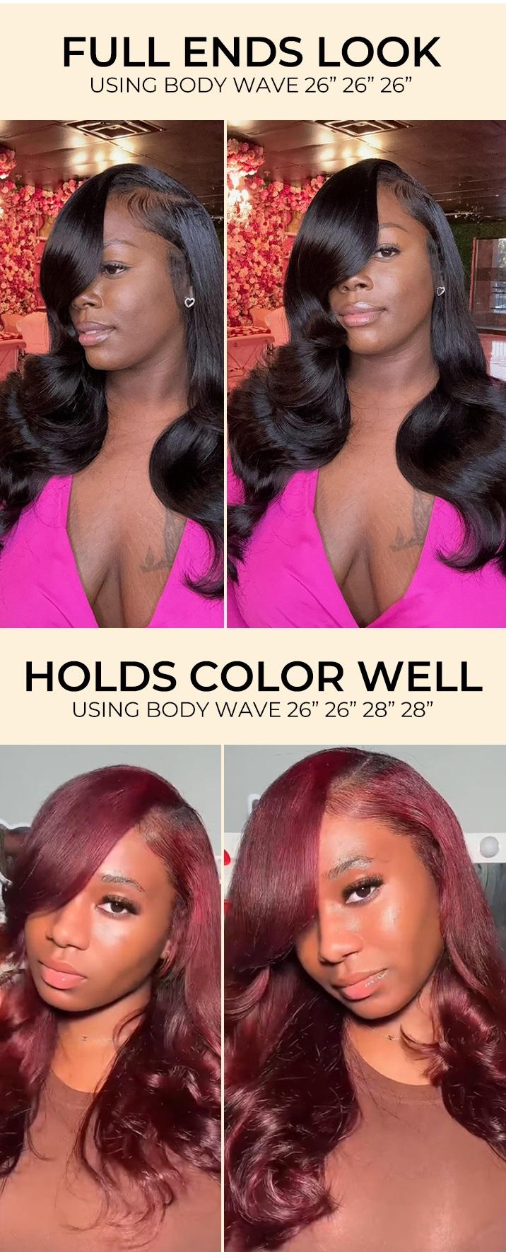 [Wequeen] Body Wave Human Hair Bundles 36" Brazilian 100% Human Hair Budget Friendly 10A Grade Viral Hair Natural Black Color Valentine Gifts