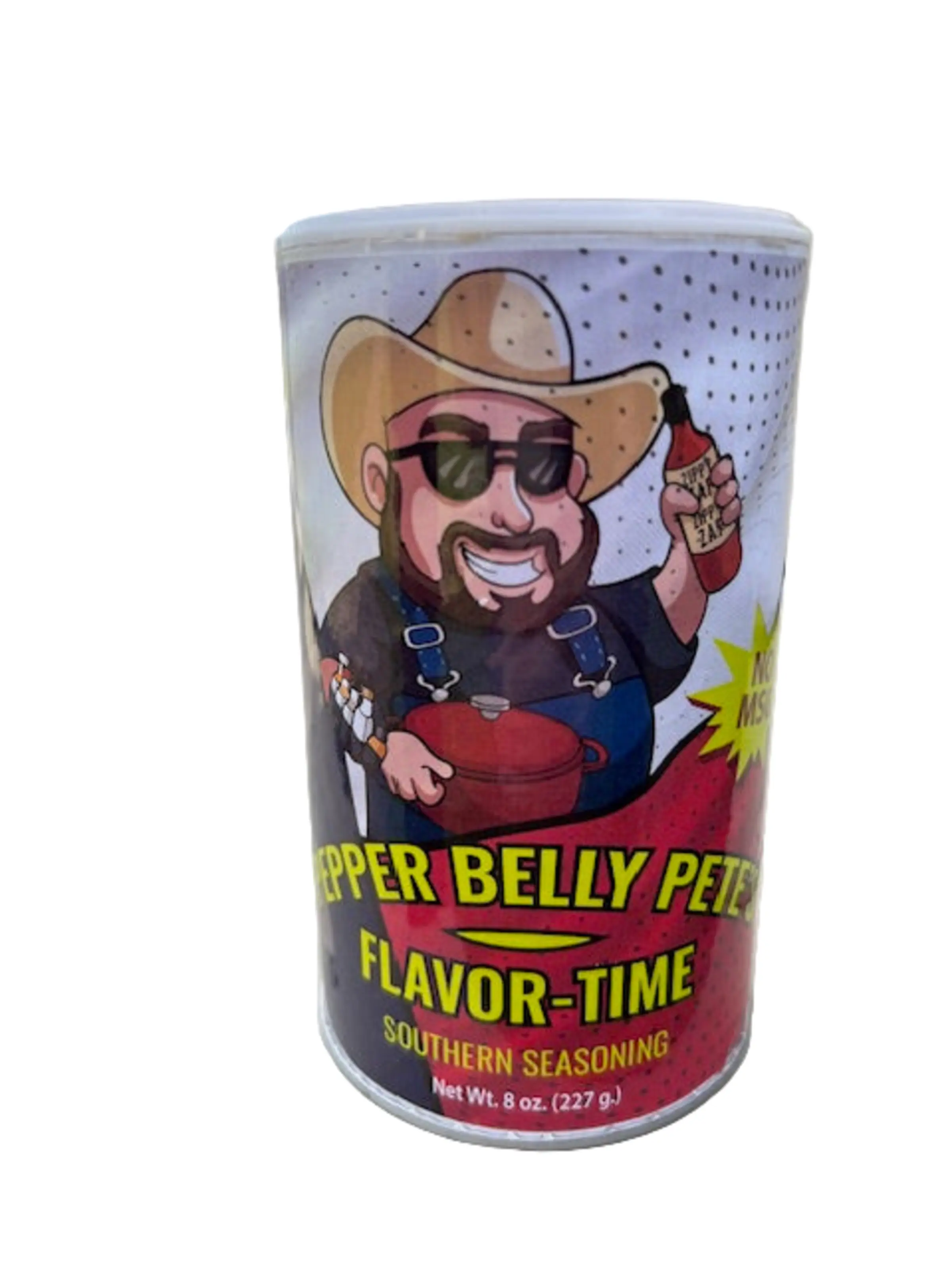 Pepper Belly Pete's Flavor-Time Southern Seasoning 8 oz - US-Made Premium Spice Powder (Garlic Flavored, Powdered, Seasoning Mix Blends) with Salt, Onion, Paprika, Red Pepper, No MSG, Foodie Gift (Great on Vegetables), Garlic Flavored Spice And Seasoning