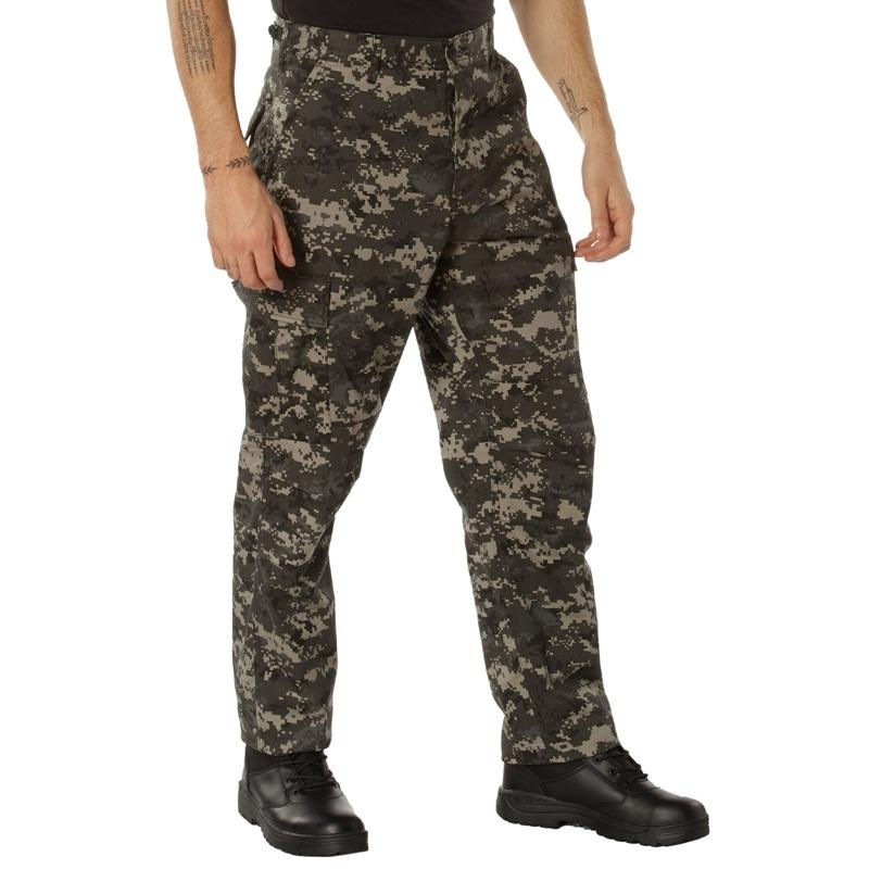 ROTHCO Digital Camo Tactical BDU Pants - Men's & Women's, Adjustable Waist, Zipper Fly, Reinforced Seat & Knees, Drawstring Bottoms, 6 Utility Pockets, Machine Washable - Camouflage