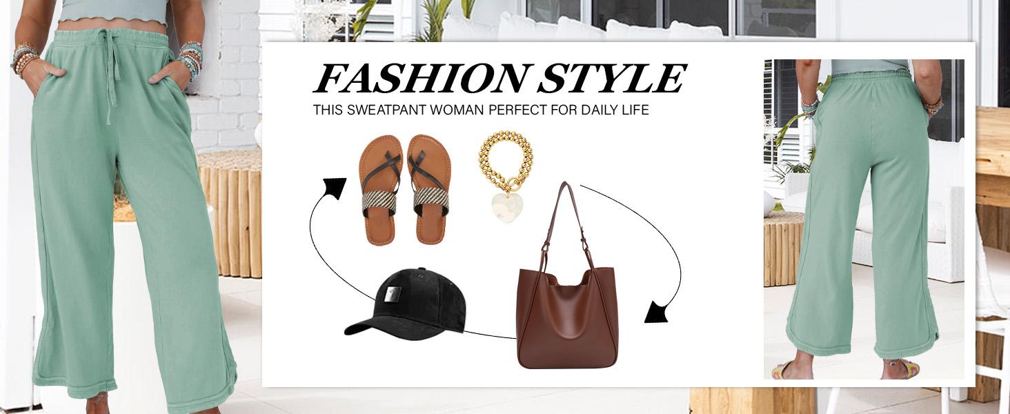 Hixiaohe Womens Washed Wide Leg Sweatpants Vintage High Waist Baggy Pants Drawstring Athletic Palazzo Trousers with Pockets TikTokShopBlackFriday