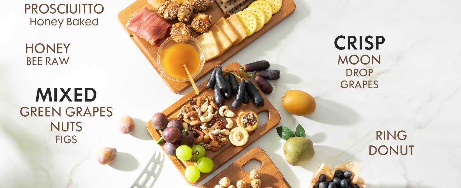 Astercook 4-Piece Bamboo Cutting Board Set with Holder Composite Side Cutting Board for Kitchen Use Chopping Kitchen Knives