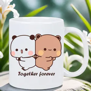 Forever Together Bear Ceramic Coffee Mug - 11oz White Mug with Adorable Cartoon Bear Design