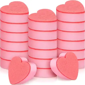 Maxcheck 3 Pcs Valentine's Day Heart Dishes Sponge for Kitchen Dual Sided Kitchen Sponge and Scrubber for Washing Dishes, Pots Pans and Household Cleaning Supplies Gifts(Pink)