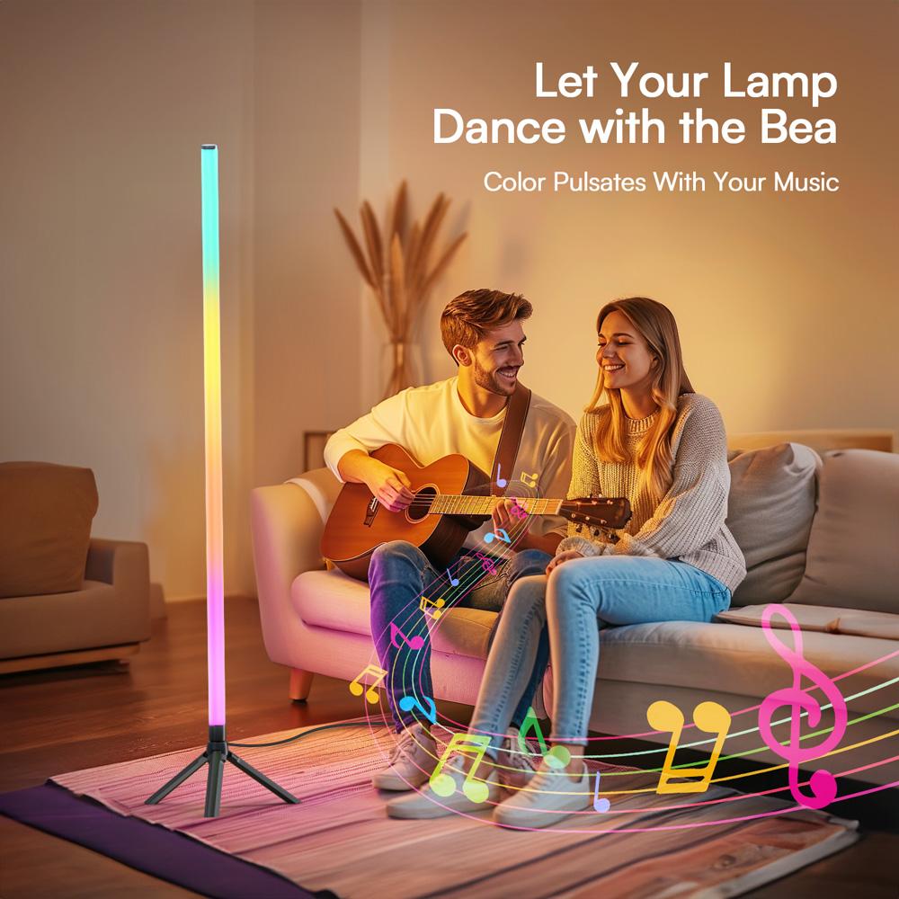 DAYBETTER 360° Standing LED Corner Lamp with Music Sync, Color Shift, Dual Control & Timer, 16M DIY Colors, Perfect for Living Room/Gaming Room, Smart RGB Floor Lamp