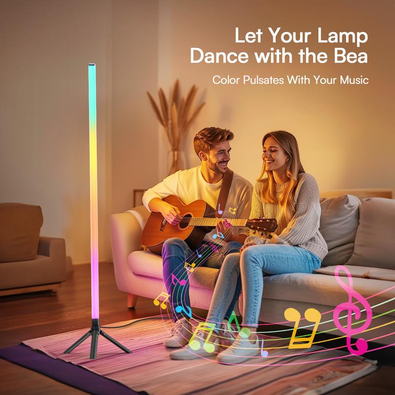DAYBETTER 360° Standing LED Corner Lamp with Music Sync, Color Shift, Dual Control & Timer, 16M DIY Colors, Perfect for Living Room/Gaming Room, Smart RGB Floor Lamp