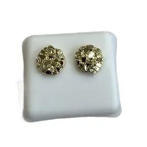 Gold nugget round earrings 12MM non tarnish