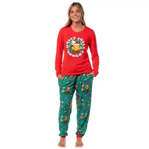 Garfield Women's Holiday Holly Jolly Hungry Long Sleeve Pajama Jogger Lounge Sleep Set