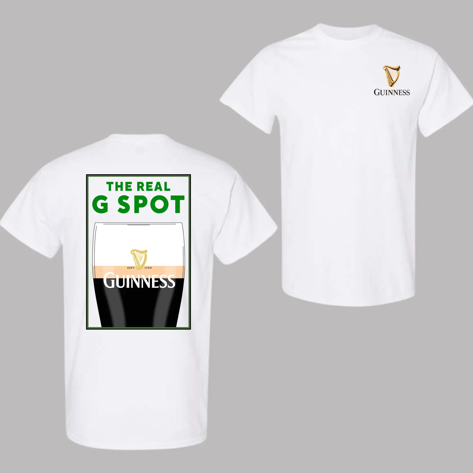 Guinness Beer T-Shirt, The Real G Spot Pint Glass Double Sided Graphic Tee for Men and Women, Funny Irish Drinking Shirt, Soft Cotton Blend St. Patrick’s Day Pub Outfit, Trendy Unisex Streetwear, Gift for Beer Lovers