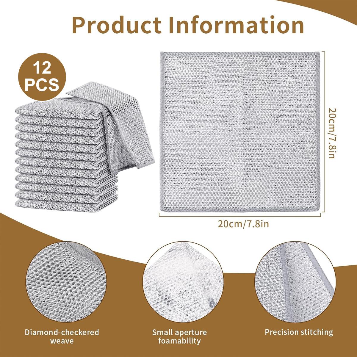 12 Pcs New Upgrade Steel Wire Dishcloth,Non Scratch Wire Dishcloth for Wet and Dry Use,Powerful Cleaning Non-Scratch Wire Dishcloth Rag for Cookware, Sinks, Dishes, Stove Tops