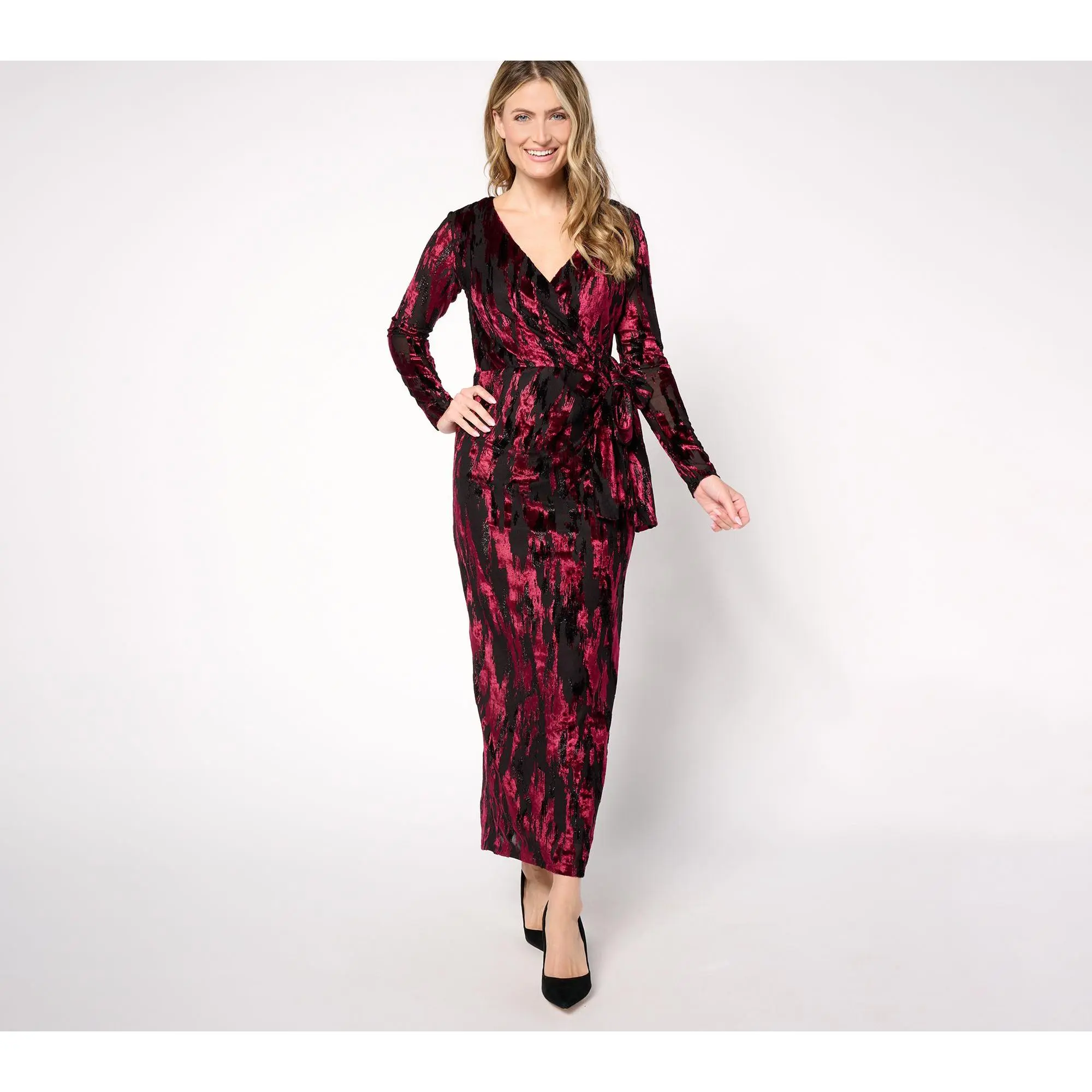 Dennis Basso Petite Stretch Burnout Evening Gown