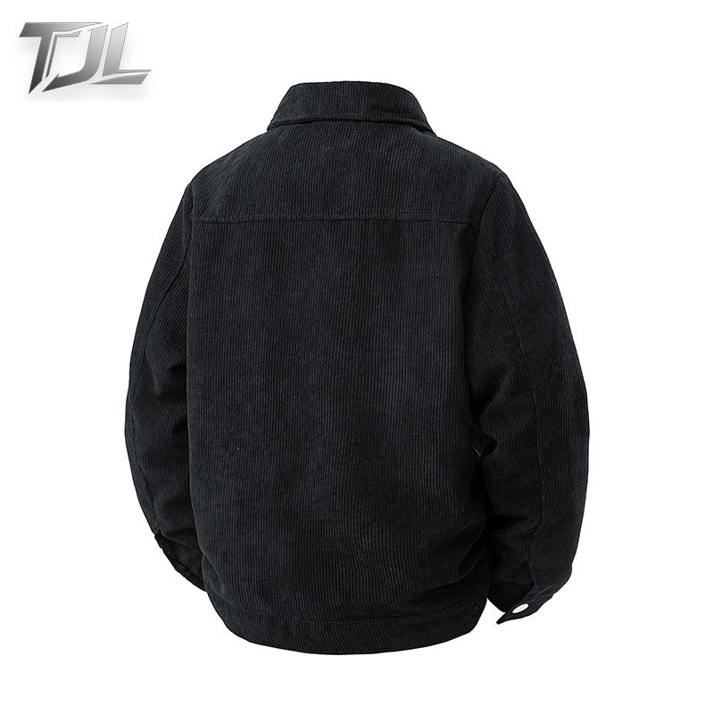 TJL Men's Corduroy Casual Jacket Relaxed Fit Vintage Style Button Down Shacket with Chest Pocket & Zipper Detail mr plankton gift for him tiktok shop black friday lapel zip men zip men Men's Varsity Baseball Sweatshirt Coat