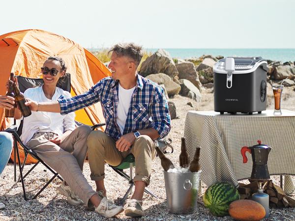 Crownful Ice Maker Countertop, Portable Small Ice Machine with Self-Cleaning, 26lbs/24H, 9 Cubes in 6 Mins, with Scoop and Basket for Home