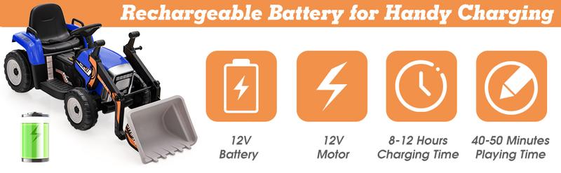 Costway Ride On Excavator/ Road Roller/Tractor, 12V Kids Ride on Car w/ Remote Control, Horn, Music/Lights/Spring Suspensions, Ride On Tractor for Boys Girls